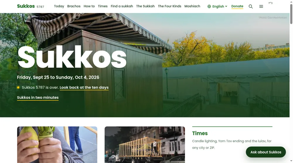 Geulah.org Sukkos: website/source-page preview captured 8 Oct 2026. Not a product test.