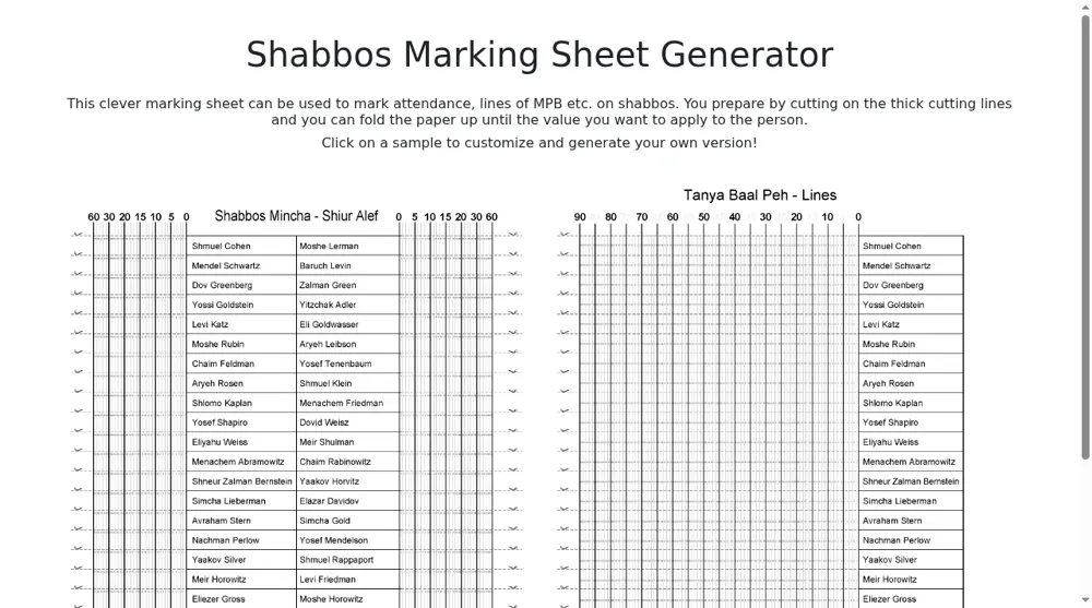 Shabbos Marking Sheets: website/source-page preview captured 8 Oct 2026. Not a product test.